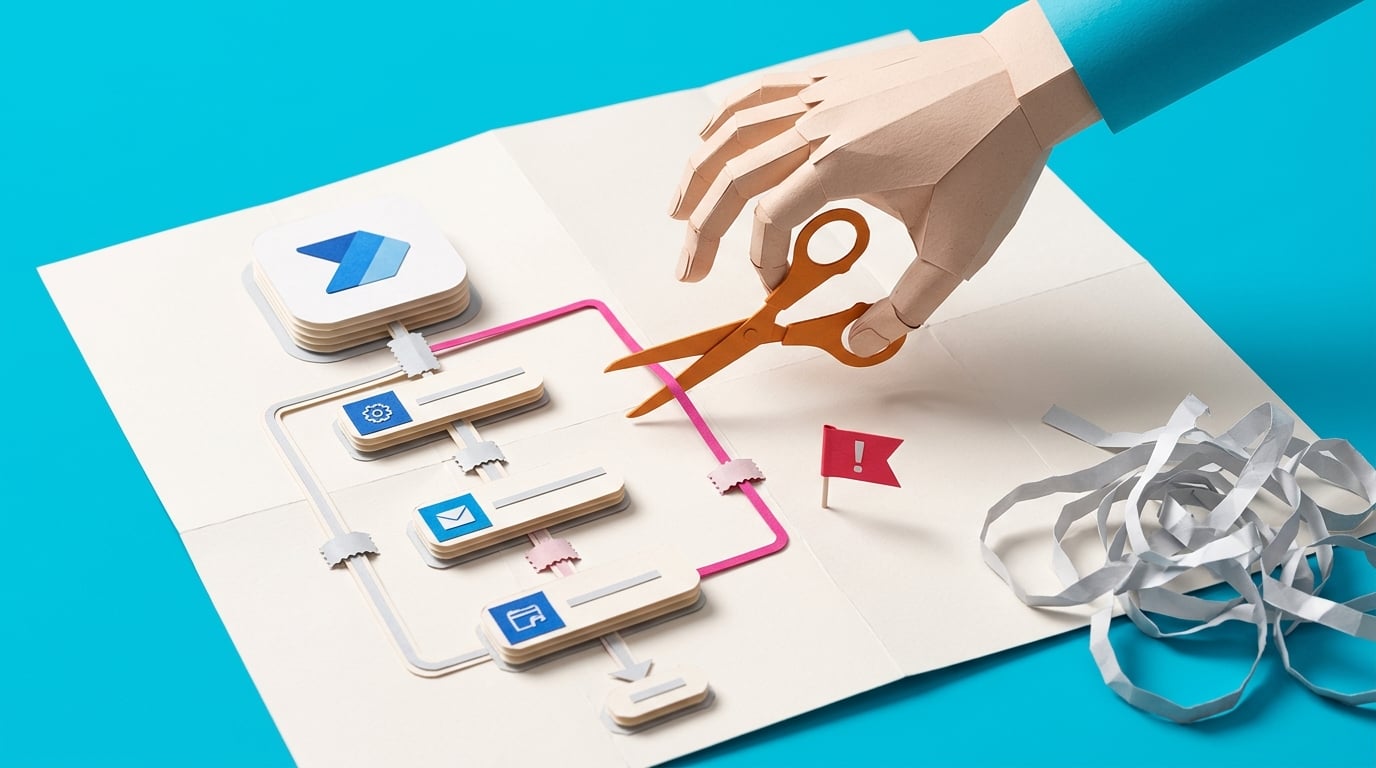 Problem scene for Microsoft 365 power user or operations lead responsible for a live Power Automate flow.